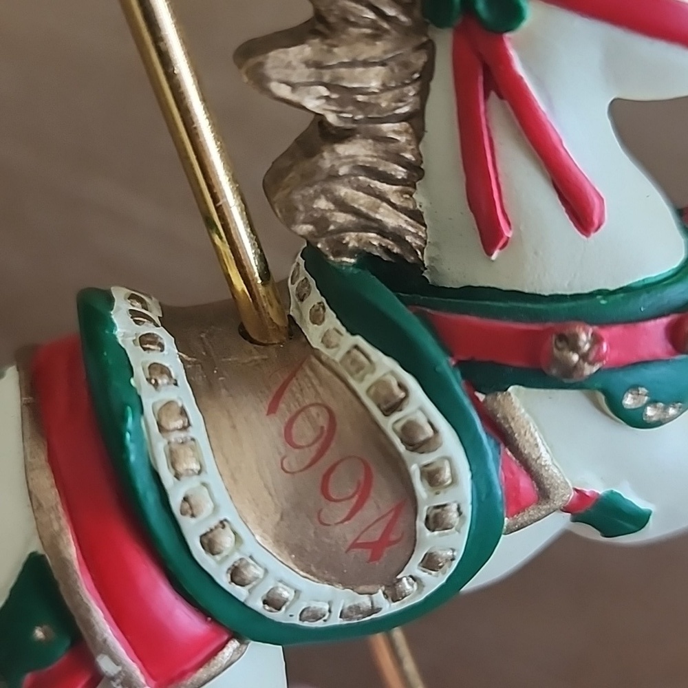 1994 Christmas Fantasy Carousel Unicorn Ornament Vintage American Greetings - Picture 4 of 6